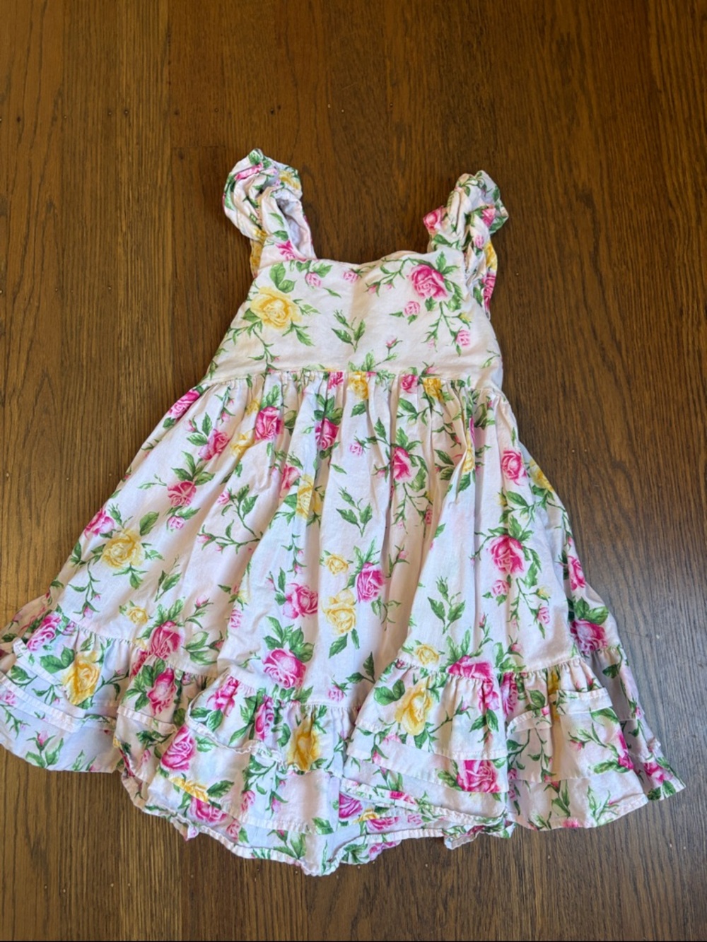 Janie and Jack Girls Lemon Floral Ruffle Dress Cotton Sundress Sz 2t